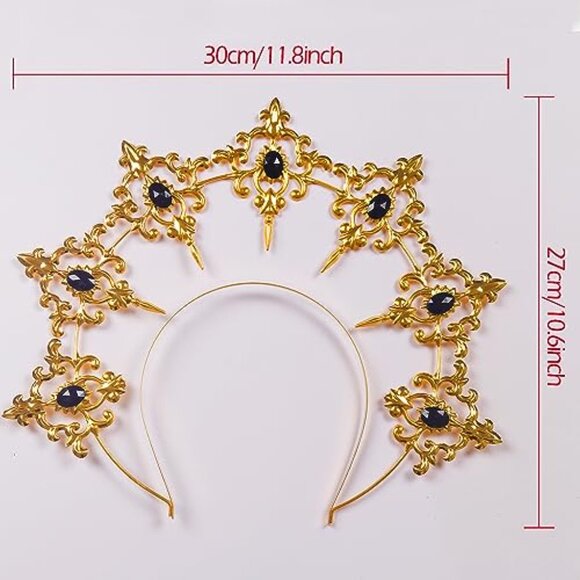 Vintage Baroque Halo Crown Headpiece Elegant Gothic Lolita Wedding Costume